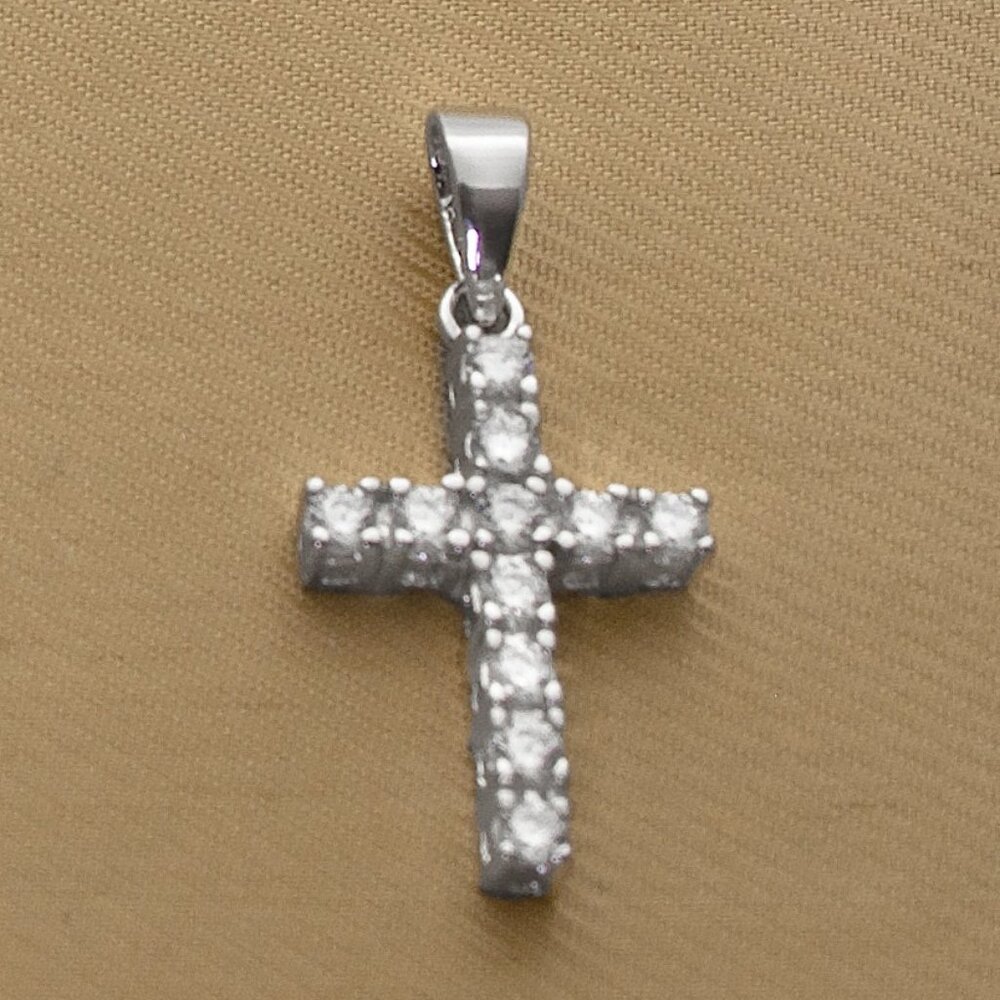 Sterling 925 Silver CZ Cross Pendant | Sparkling Faith Necklace | Elegant Gift